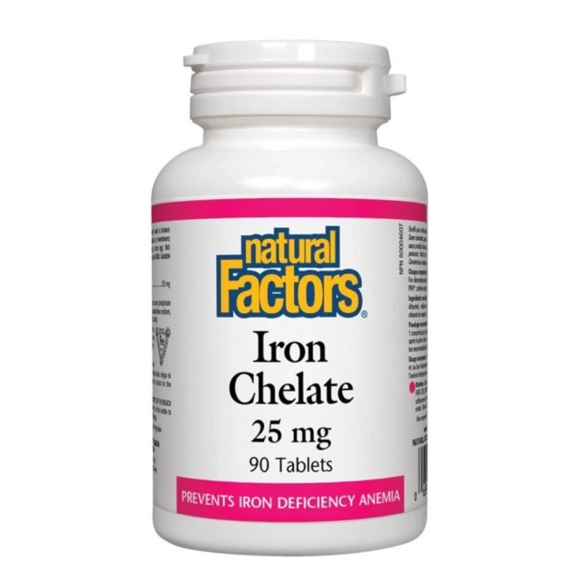 Natural Factors Iron Chelate Желязо / Хелат / при желязодефицитна анемия 25 мг х 90 таблетки
