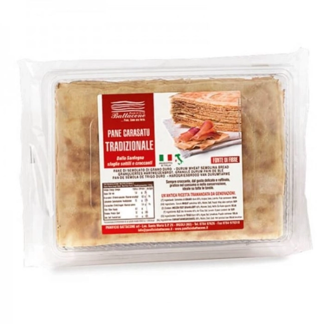 Panificio Battacone Pane Carasatu Tradizionale - Тънък, двойно препечен традиционен хляб от остров Сардиния, 400 g
