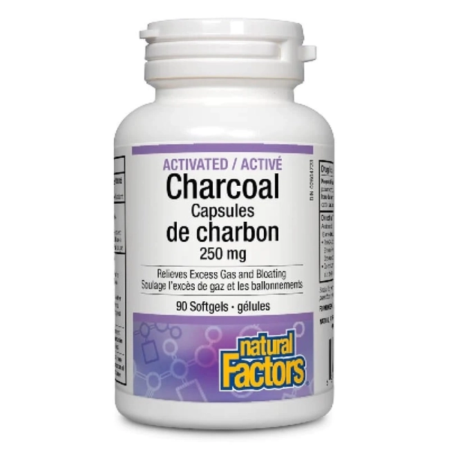 Natural Factors Activated Charcoal / Активен въглен, 90 софтгел капсули