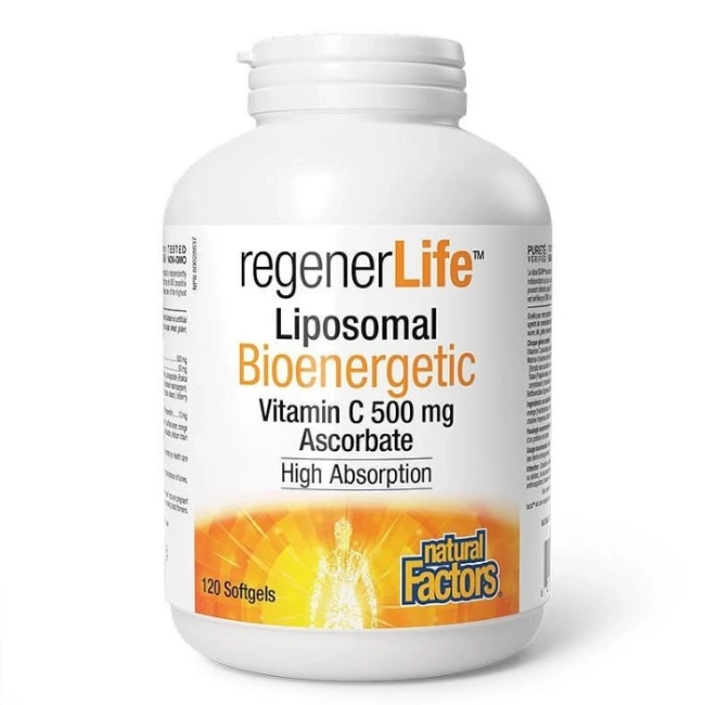 Natural Factors Липозомен Витамин С (500 mg) с повишена бионаличност - Rеgener Life, 120 софтгел капсули