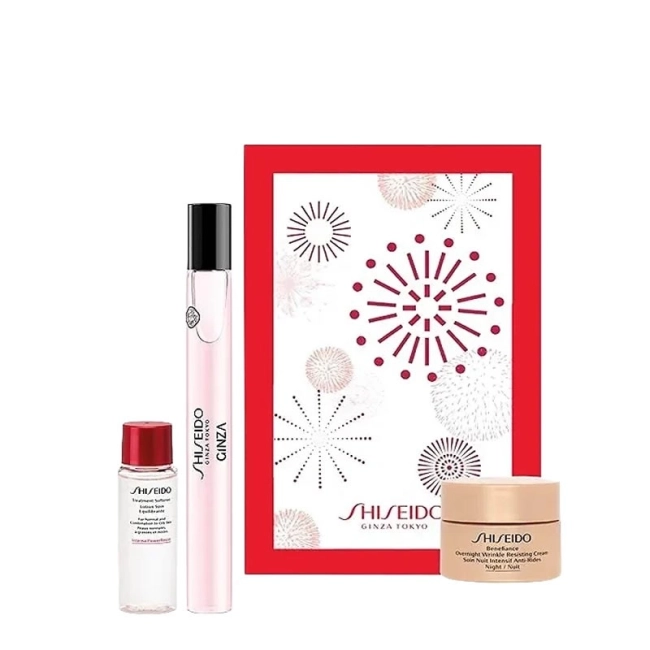 Shiseido Benefiance Set - Overnight Wrinkle Cream 30 ml + Softener 30 ml + Ginza EdP 10 ml