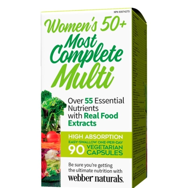 Webber Naturals Мултивитамини за Жени 50+ - Women’s Most Complete Multi 50+, 90 V капсули