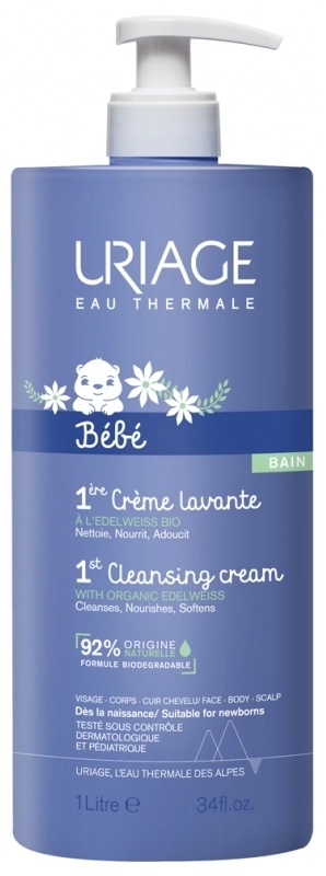 URIAGE Bebe 1er Creme Lavante Почистващ крем за бебета /С изплакване/ 1000 мл