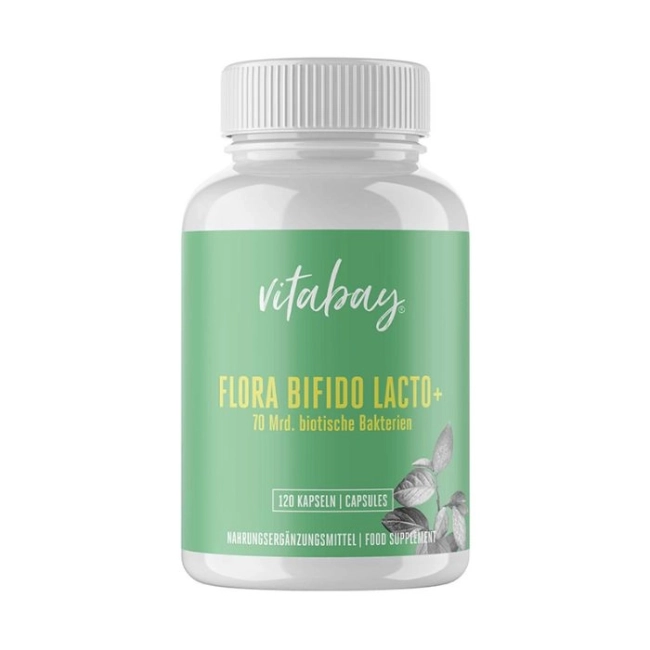 Vitabay Пробиотик + цинк Flora Bifido Lacto + (70 млрд. пробиотици, 14 щама формула), 120 капсули