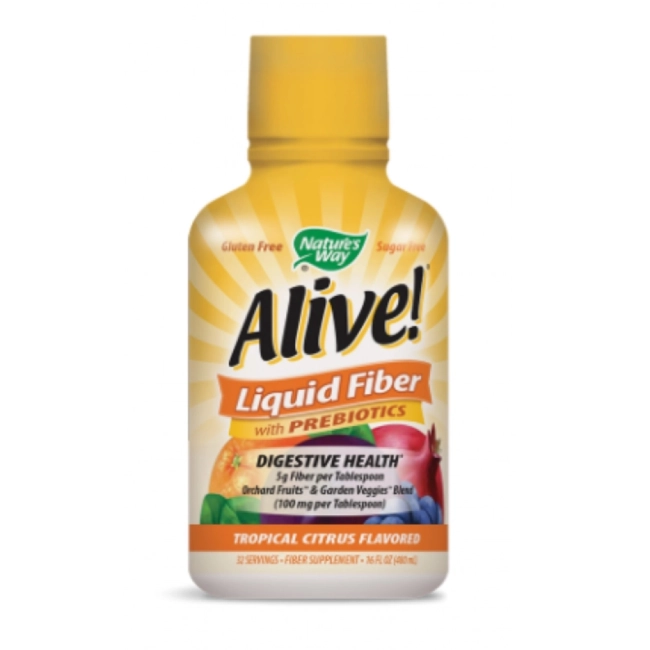 Течни фибри с пребиотици Алайв - Alive! Liquid Fiber With Prebiotics, 480 ml, 32 дози (с цитрусов вкус)