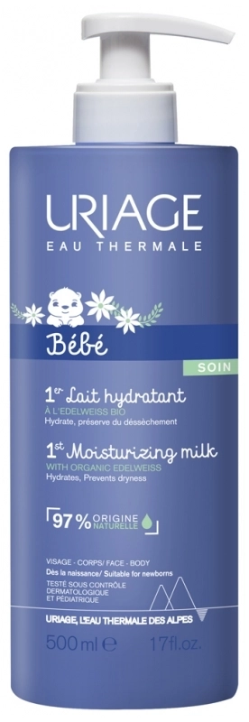 URIAGE Bebe 1er Lait Hydratant Нежно хидратиращо мляко с органичен еделвайс 500 мл