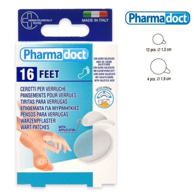 Pharmadoct Пластир за лечение на кокоши трън и брадавици 2 размера 16 броя