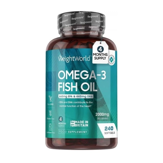 WeightWorld Сърдечно - съдова система, зрение и мозъчна функция - Омега-3 Рибено масло 660 mg EPA 440/ mg DHA, 240 софтгел капсули