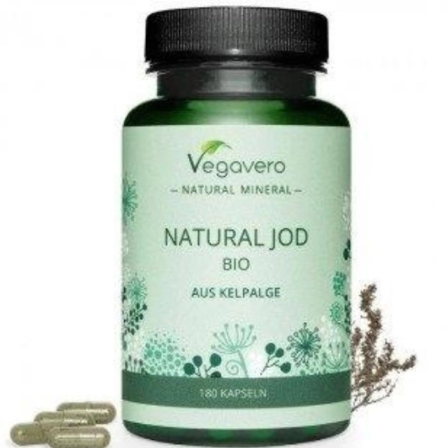 Vegavero Natural Jod Bio Aus Kelpalge / Натурален йод от био водорасли, 180 капсули, 100% Vegan
