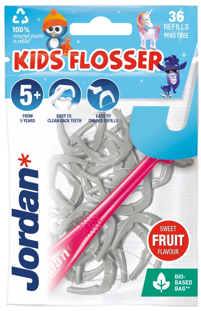 Jordan Kids Flosser Конец за зъби с дръжка, за деца 36 броя