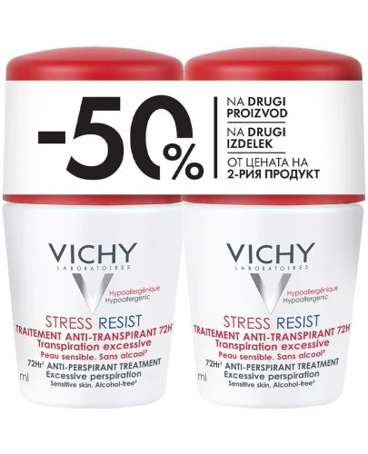 ДУО Vichy Stress Resist Рол-он дезодорант против изпотяване 72 часа 2 х 50 мл