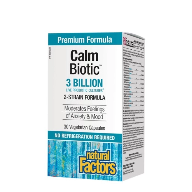 Natural Factors Calm Biotic® - Пробиотик срещу стрес и нервен стомах 3 млрд. активни пробиотици, 2 щама, 30 капсули