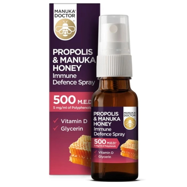 Manuka Doctor Propolis & Manuka Honey Immune Defence Spray / Спрей за уста за имунна защита с прополис и мед от манука 500 M.E.D, 20 ml