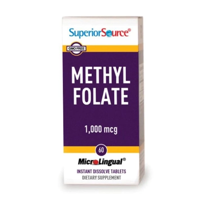 Superior Source Метилфолат (метилирана фолиева киселина), 1000 mg х 60 сублингвални таблетки