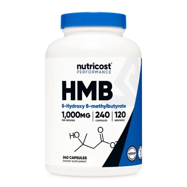 Nutricost При активен спорт - HMB (Бета-хидрокси-бета-метилбутират), 500 mg/120 капсули, 60 дози