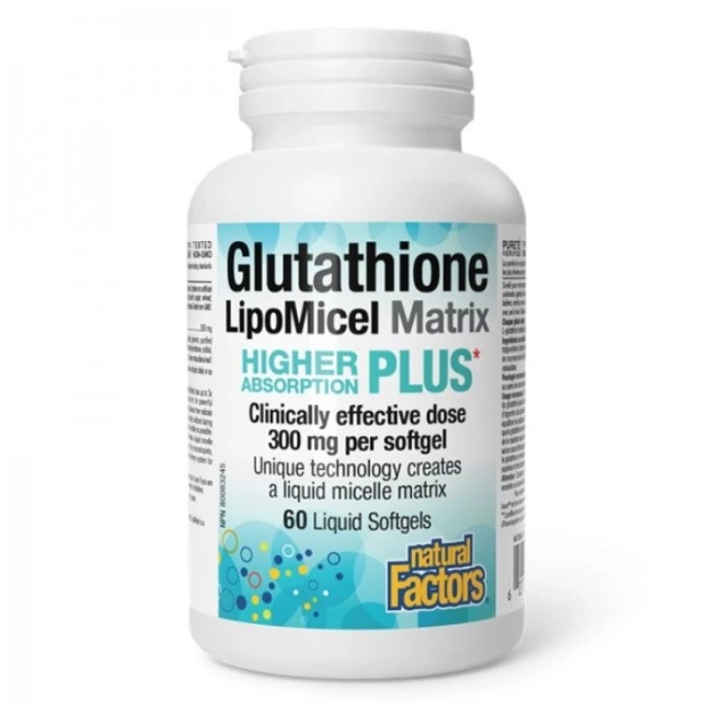 Natural Factors Глутатион с висока абсорбция - Мощен антиоксидант, 300 mg, 60 софтгел капсули