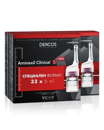 Vichy Dercos Aminexil Clinical 5 Ампули против косопад за мъже 21 монодози х6 мл