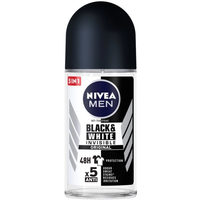 NIVEA Men Black & White Invisible Original Дезодорант рол-он против изпотяване за мъже 50 мл