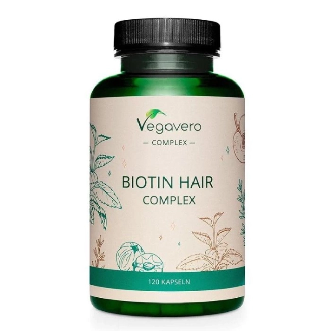 Vegavero Комплексна грижа за косата - Biotin Hair Complex, 120 капсули