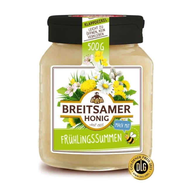 Breitsamer Honig Frühlingssummen, cremig, blüten Honig - Пролетен кремообразен цветен мед, 500 g