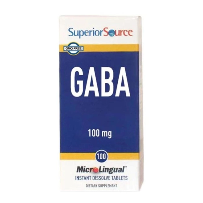 Superior Source Нервна система - ГАБА (гама-аминомаслена киселина), 100 сублингвални таблетки