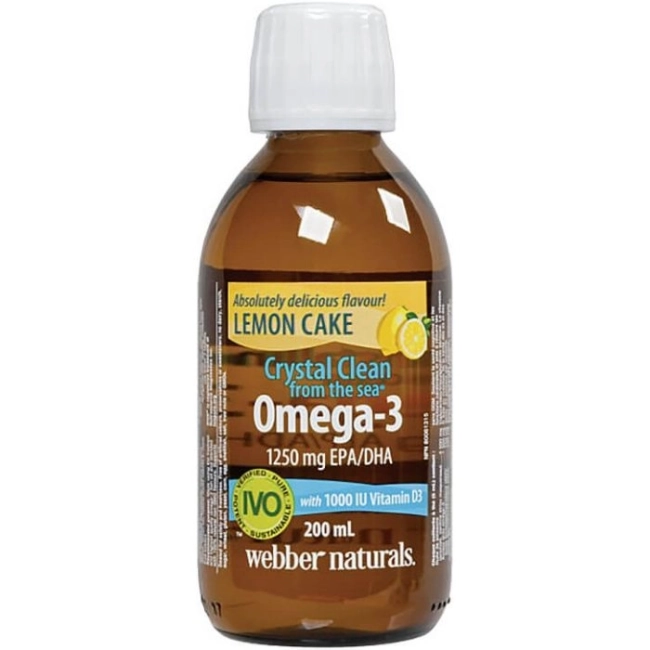 Webber Naturals Crystal Clean from the sea® Omega-3 1250 mg (EPA/DHA 750/500) - Омега-3 + витамин D3 1000 IU, 200 ml