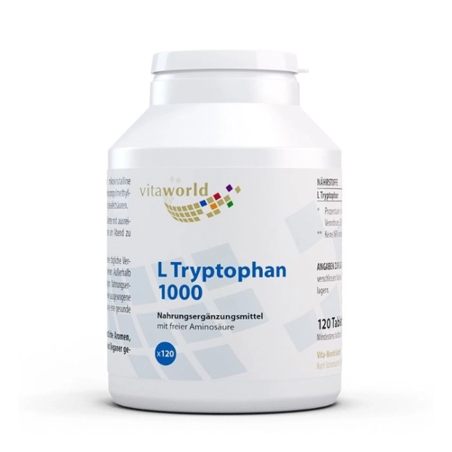 Стрес и безсъние - Л-Триптофан (L-Tryptophan), 1000 mg x 120 таблетки