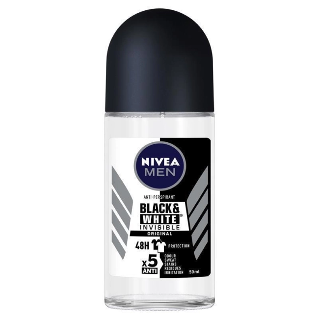 Nivea Men Black & White Invisible Original Дезодорант рол-он против изпотяване за мъже 50 мл