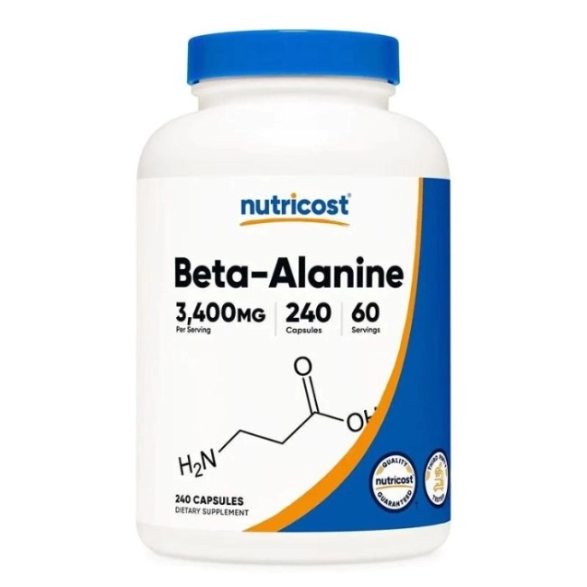 Nutricost Мускулна маса - Бета аланин (Beta-Alanine), 240 капсули