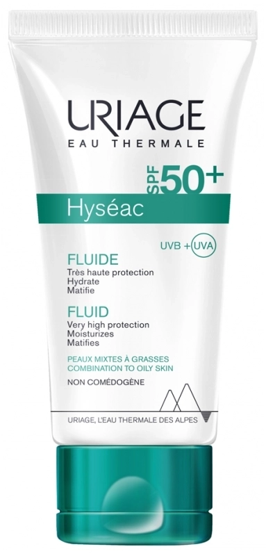 URIAGE Hyseac Хидратиращ и матиращ слънцезащитен флуид за лице за мазна кожа SPF50+ 50 мл