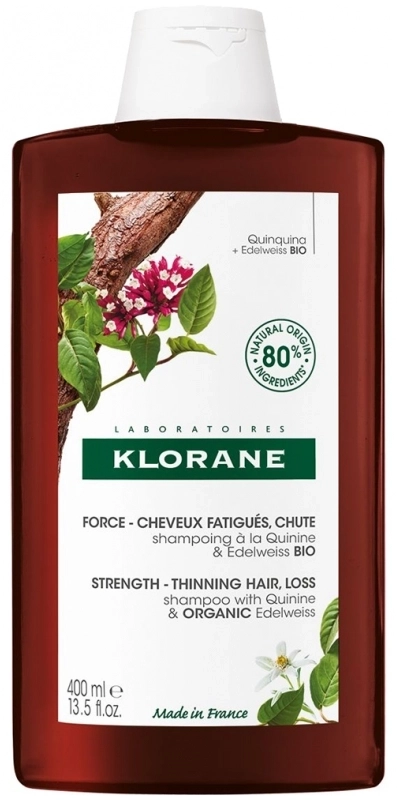 Klorane Заздравяващ и стимулиращ шампоан против косопад и оредяваща коса с хинин и органичен еделвайс 400 мл