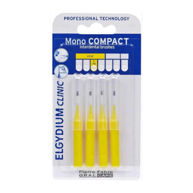 Elgydium Clinic Mono Compact 1 mm Интердентални четки моно компакт жълти 