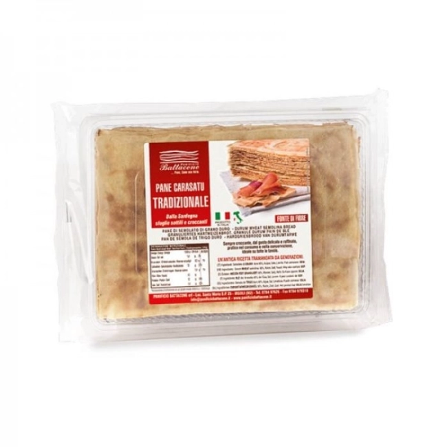 Panificio Battacone Pane Carasatu Tradizionale - Тънък, двойно препечен традиционен хляб от остров Сардиния, 250 g