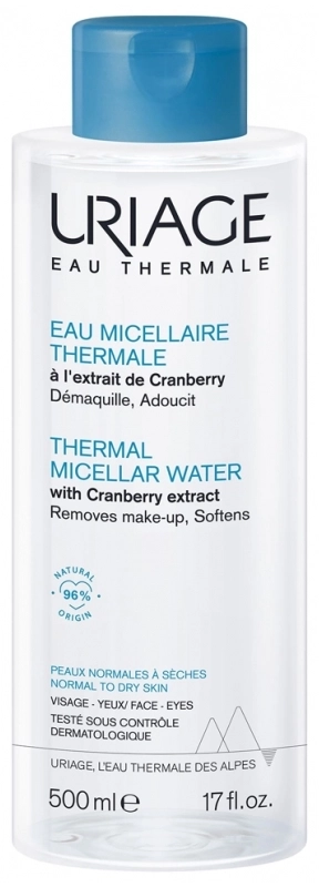 URIAGE Eau Thermale Мицеларна почистваща вода за лице за нормална и суха кожа 500 мл