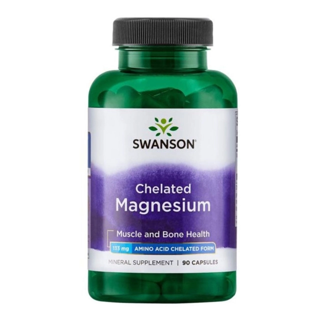 Swanson Chelated Magnesium Албион Хелатиран Магнезиев Глицинат х 90 капсули