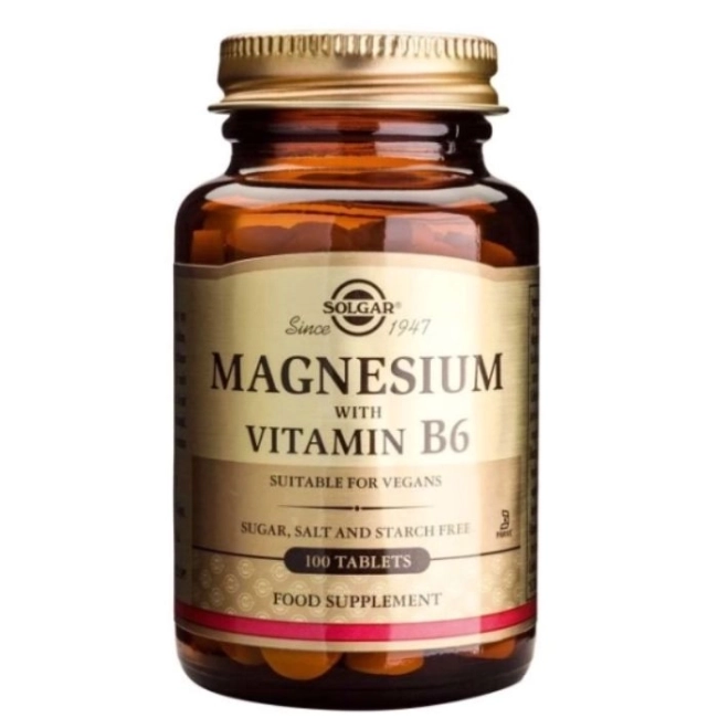 Solgar Magnesium with Vitamin B6 Магнезий и Витамин В6 100 таблетки