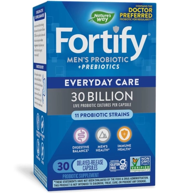 Nature’s Way Пробиотик + пребиотици за мъже – ежедневна грижа - Fortify Men’s Probiotic, 30 млрд. активни пробиотици, 30 капсули