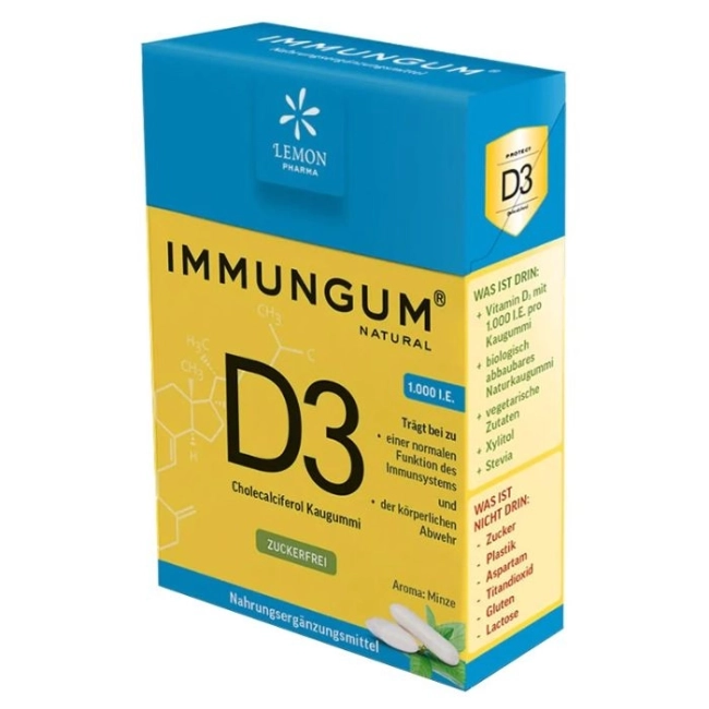 Lemon Pharma Дъвки с витамин D3 с аромат на мента - Immungum, 20 броя