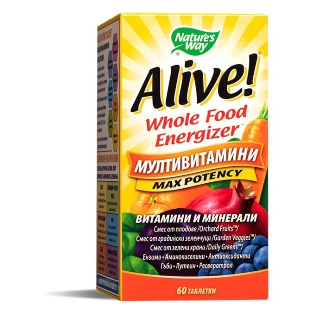 Nature's Way Alive Мултивитамини максимум сила Алайв - Alive! Max Potency Whole Food Energizer, 30 таблетки