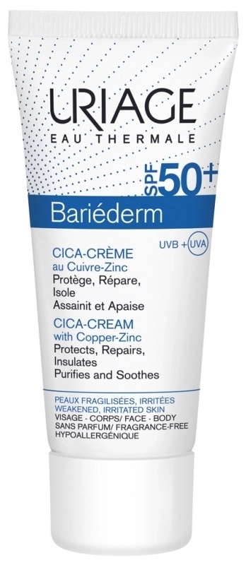 URIAGE Bariederm-CICA SPF50+ Възстановяващ защитен крем с Cu-Zn 40 мл