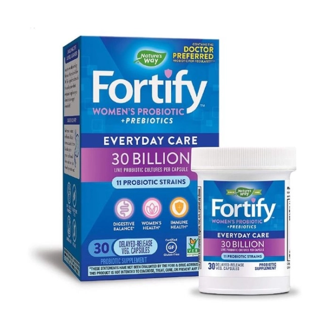 Nature’s Way Пробиотик + пребиотици за жени – ежедневна грижа - Fortify Women‘s Probiotic, 30 млрд. активни пробиотици, 30 капсули