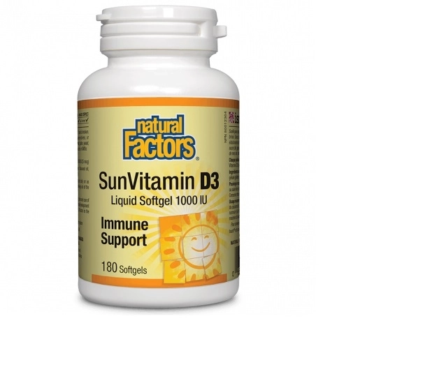 SunVitamin D3 1000 IU / Витамин D3 1000 IU, 180 софтгел капсули