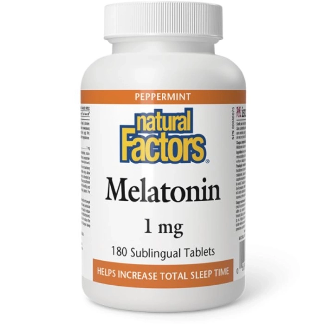 Natural Factors Мелатонин - Срещу безсъние, 1 mg, 180 сублингвални таблетки