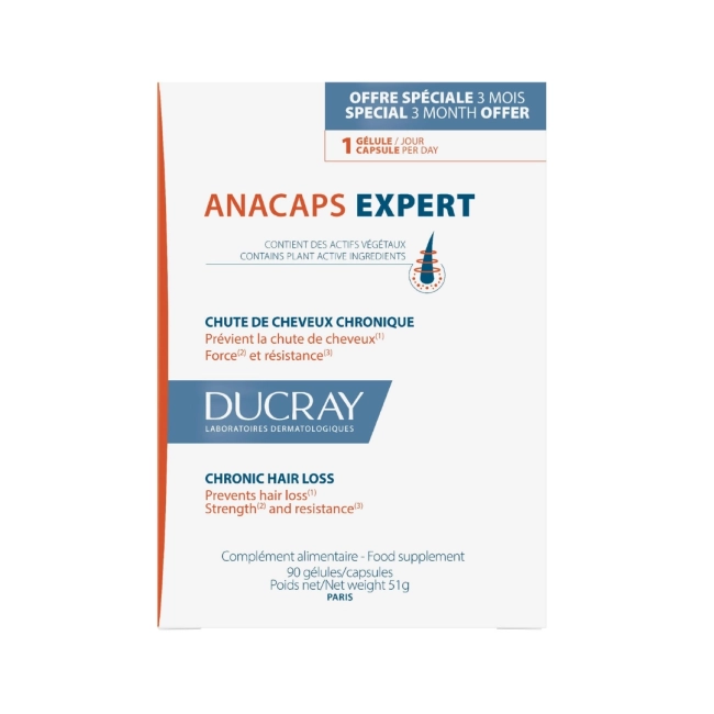 Ducray Anacaps Expert Хранителна добавка срещу хроничен косопад 90 капсули