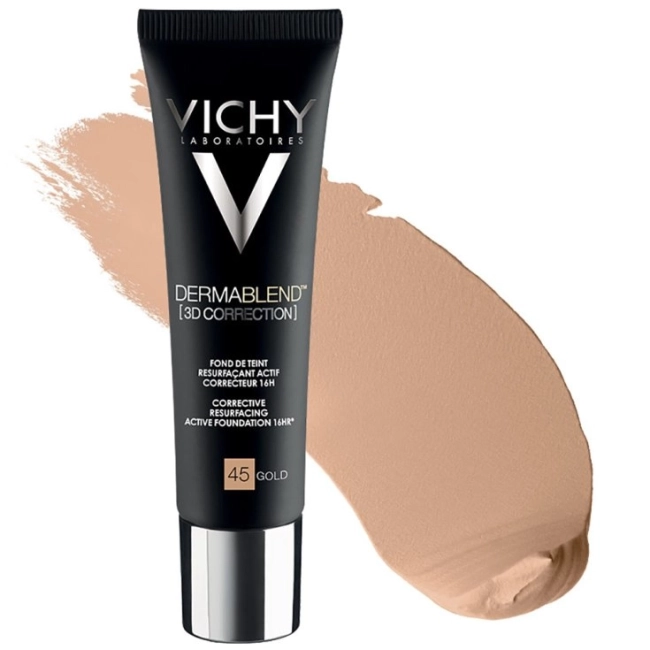 Vichy Dermablend 3D Коригиращ фон дьо тен за мазна кожа, склонна към акне 45 златист SPF25 30 мл