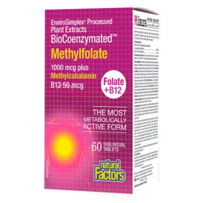Natural Factors Methylfolate+B12 BioCoenzymated™/ Метилфолат (Фолиева киселина)+Витамин В12 х 60 сублингвални таблетки