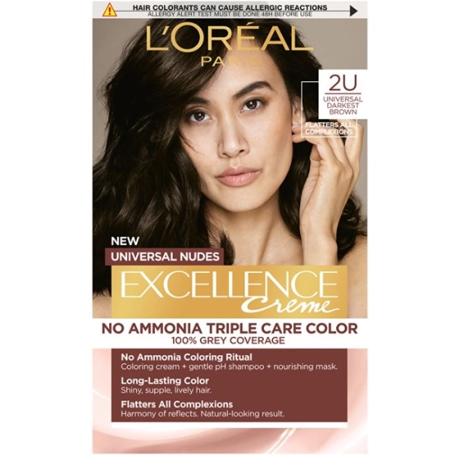 L’Oreal Excellence Universal Nudes Безамонячна боя за коса цвят 2U Darkest Brown