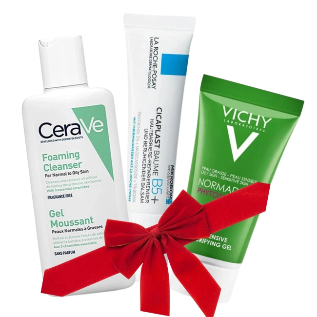 Комплект CeraVe Измиваща гел пяна за лице и тяло 88 мл + La Roche-Posay Cicaplast Baume B5 15 мл + Vichy Normaderm Phytosolution Почистващ гел за лице 15 мл