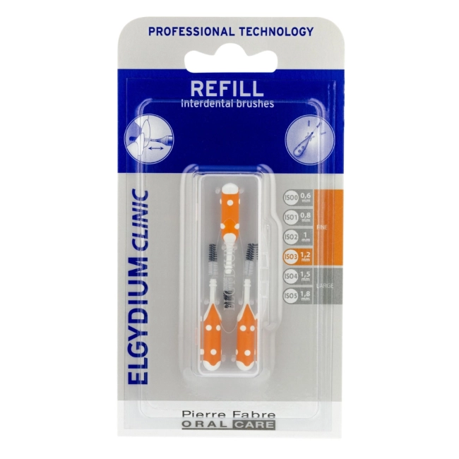 Elgydium Trio Compact Refills Допълнителни интердентални четки пълнител оранжев 1.2 мм