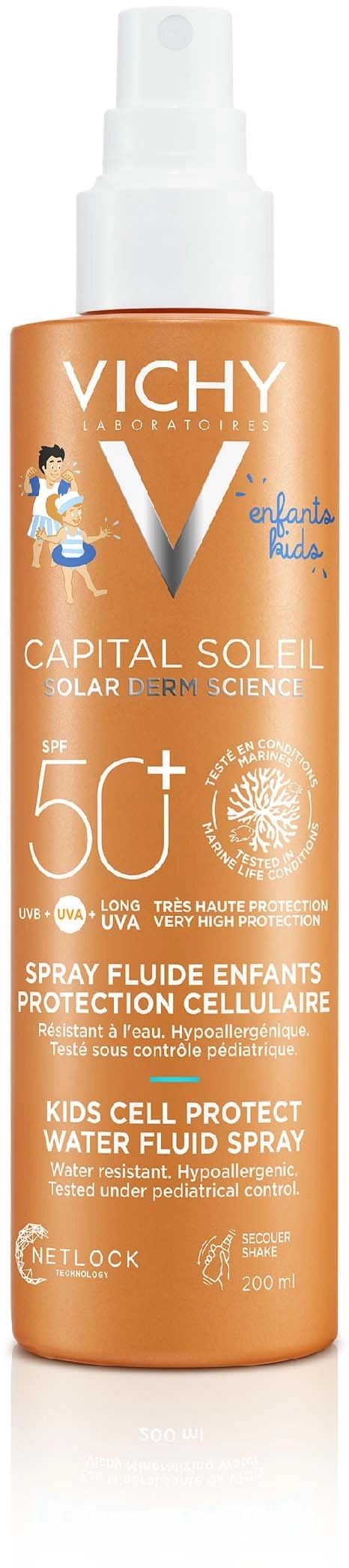 Vichy Capital Soleil Kids Детски слънцезащитен флуид за лице и тяло SPF50+ 200 мл